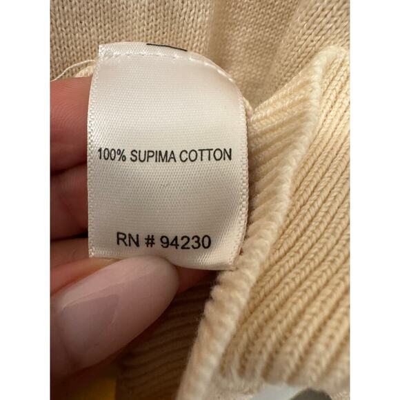 Paul Fredrick Men's Size XL Supima Cotton Cream Blue Trim Short Sleeve Polo - Picture 4 of 4